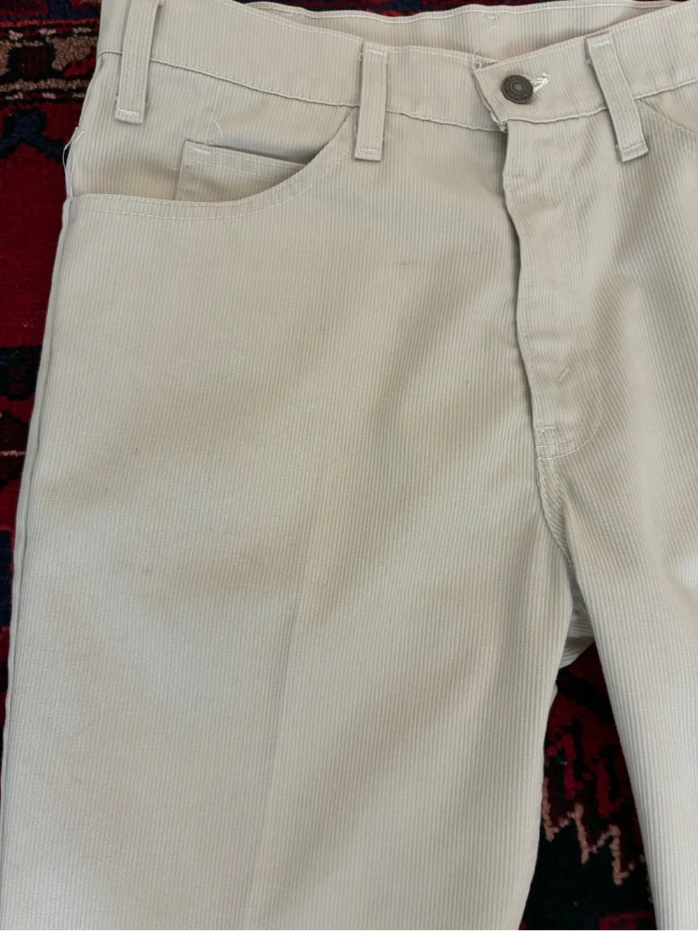 Vintage 70s Levi’s Sta-Prest Corduroy Khaki Kick Flare Pants